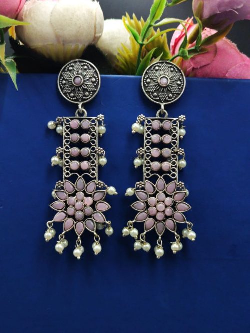 Designer-Oxidised-Silver-Look-aLike-Dangler-Earrings