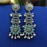 Designer Oxidised Silver Look aLike Dangler Earrings