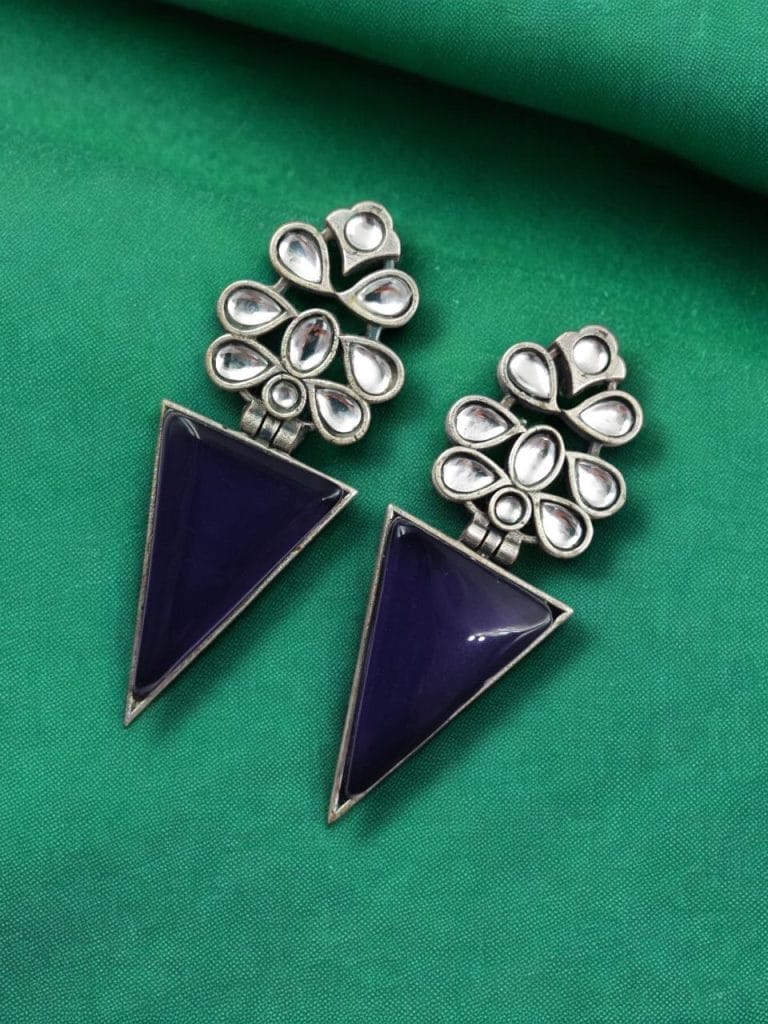 Bulk 578 Designer Monalisa Silver Replica Dangler Earrings | Best Party-wear Jewelry - "Amethyst"