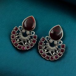 Silver Replica Monalisa Stone Stud Earrings - Premium Quality Jewellery