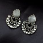 Silver Replica Monalisa Stone Stud Earrings - Premium Quality Jewellery