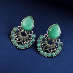 Silver Replica Monalisa Stone Stud Earrings - Premium Quality Jewellery