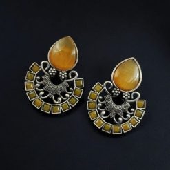 Silver Replica Monalisa Stone Stud Earrings - Premium Quality Jewellery