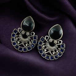 Silver Replica Monalisa Stone Stud Earrings - Premium Quality Jewellery