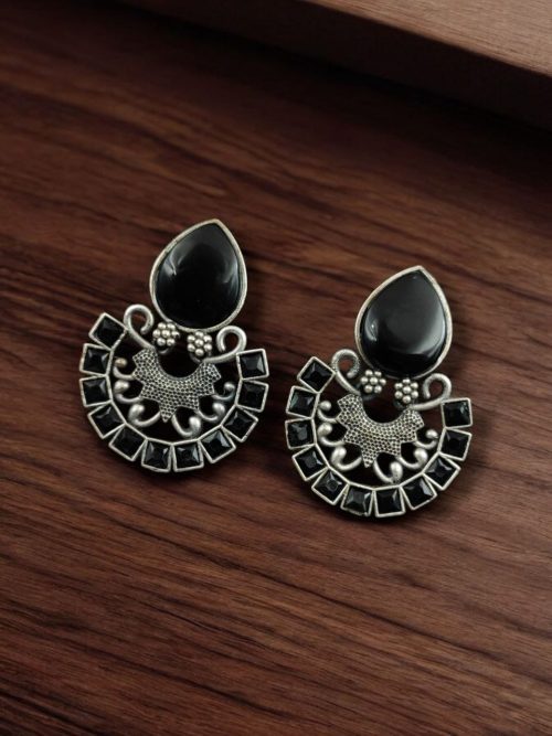 Silver Replica Monalisa Stone Stud Earrings - Premium Quality Jewellery