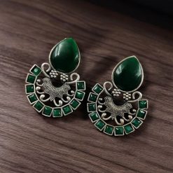 Silver Replica Monalisa Stone Stud Earrings - Premium Quality Jewellery