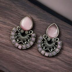 Silver Replica Monalisa Stone Stud Earrings - Premium Quality Jewellery
