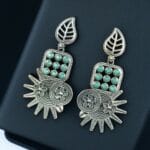 Silver Replica Earrings - Trendy Silver Look aLike Dangler Earring - "Mint"