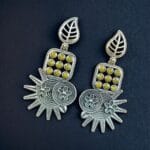 Silver Replica Earrings - Trendy Silver Look aLike Dangler Earring - "Yellow"