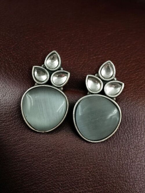 Premium Quality Monalisa Silver Replica Stud Earrings - Image 10