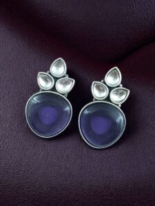 Premium Quality Monalisa Silver Replica Stud Earrings - Color: "Amethyst"