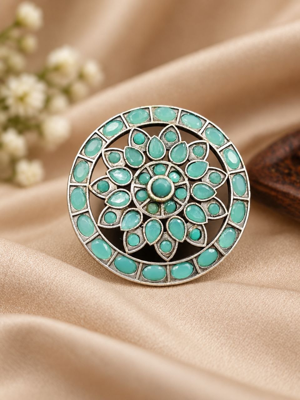 Antique Silver Replica Stone Work Adjustable Rings For Girls 8 Antique-Silver-Replica-Stone-Work-Adjustable-Rings-For-Girls