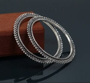 Adorable Oxidised Chudiya German Silver Bangle For Girls - Size: "2.4"