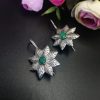 Oxidised-Silver-Replica-Flower-Design-Hook-Earrings-For-Girls