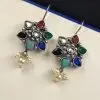 Silver-Look-Like-Oxidised-Stone-Stud-Earrings-For-Girls