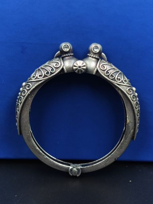 Peacock-Kada-Bangle-Traditional-Silver-Replica-Openable-Bracelet
