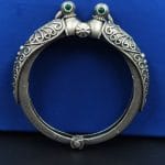 Peacock Kada Bangle - Traditional Silver Replica Openable Bracelet