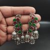 Oxidised-Peacock-Jhumki-Earrings-in-German-Silver