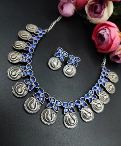 Premium-Quality-Silver-Look-Like-Replica-Peacock-Necklace-Set