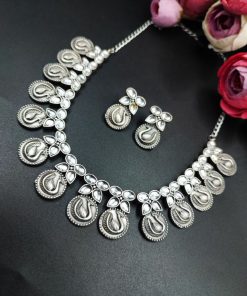 Premium-Quality-Silver-Look-Like-Replica-Peacock-Necklace-Set