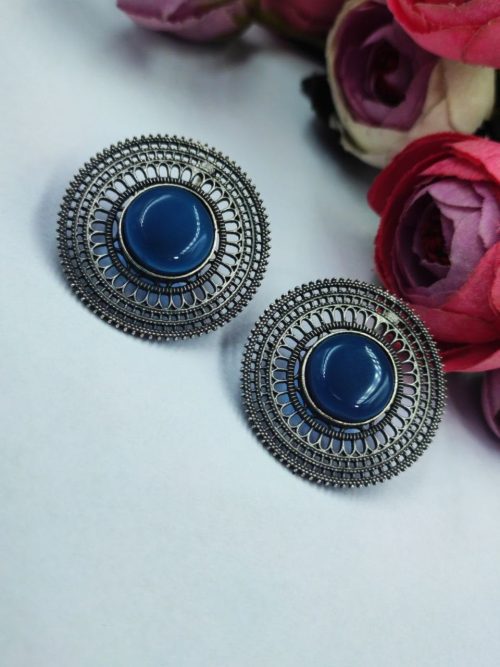 Silver-Replica-Earrings-Monalisa-Stone-Stud-For-Daily-Wear