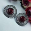 Silver-Replica-Earrings-Monalisa-Stone-Stud-For-Daily-Wear