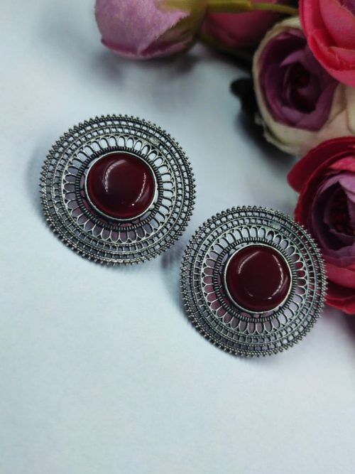 Silver-Replica-Earrings-Monalisa-Stone-Stud-For-Daily-Wear
