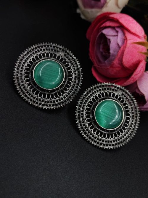 Silver-Replica-Earrings-Monalisa-Stone-Stud-For-Daily-Wear