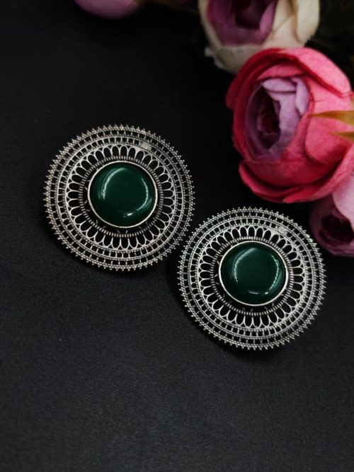 Silver-Replica-Earrings-Monalisa-Stone-Stud-For-Daily-Wear