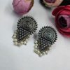 Silver-Replica-Stud-Earrings-Pearl-Work-Oxidised-Earring