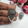 Silver-Replica-Stud-Earrings-Pearl-Work-Oxidised-Earring