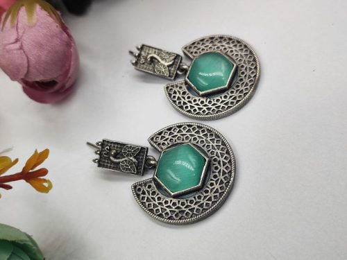 Traditional-Silver-Replica-Earrings-Monalisa-Stone