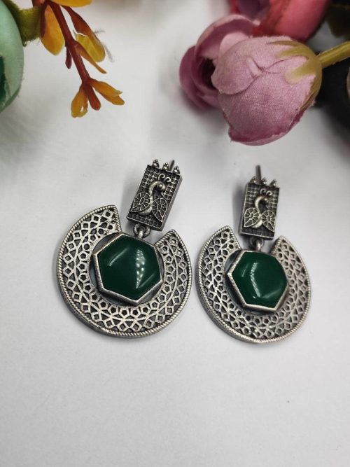 Traditional-Silver-Replica-Earrings-Monalisa-Stone
