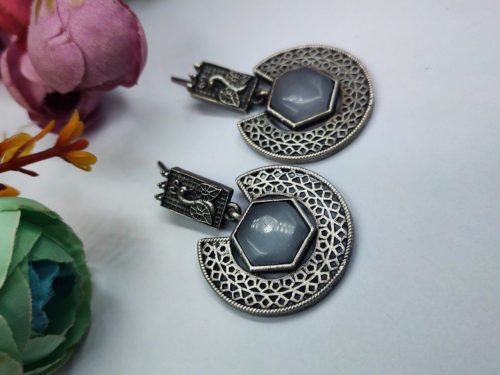 Traditional-Silver-Replica-Earrings-Monalisa-Stone