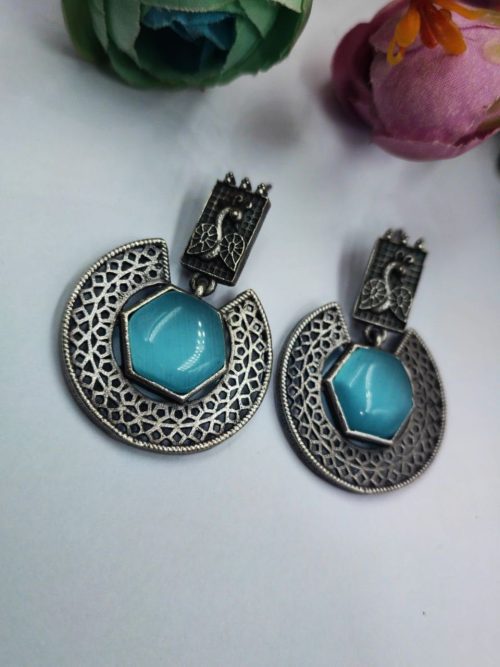 Traditional-Silver-Replica-Earrings-Monalisa-Stone