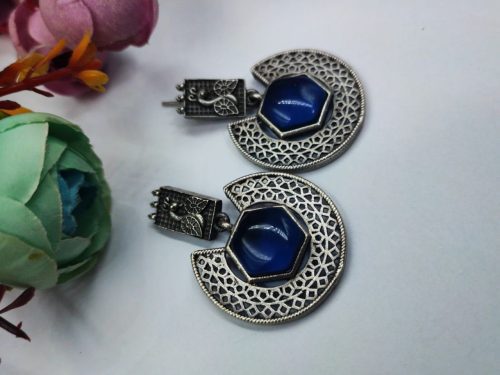Traditional-Silver-Replica-Earrings-Monalisa-Stone