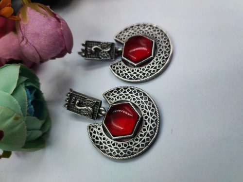 Traditional-Silver-Replica-Earrings-Monalisa-Stone