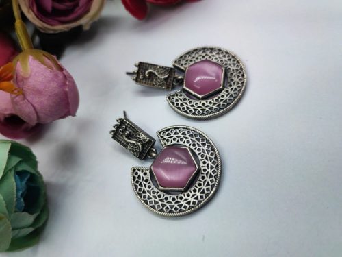 Traditional-Silver-Replica-Earrings-Monalisa-Stone