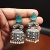 Premium Jhumka Earring Silver Replica Monalisa Stone
