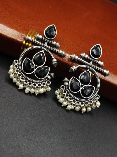 Designer-Oxidised-Silver-Look-aLike-Dangler-Earrings