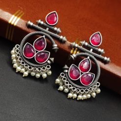 Designer Oxidised Silver Look aLike Dangler Earrings