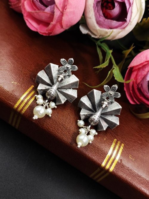 Silver-Replica-Peacock-Stud-Earrings-Silver-Look-aLike-jewelry