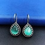 Premium Quality Silver Replica Monalisa Stone Hook Earrings