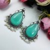 Stone-Stud-Earrings-Silver-Replica-Monalisa-Stud-Pearl-Beads
