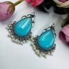 Stone-Stud-Earrings-Silver-Replica-Monalisa-Stud-Pearl-Beads