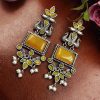 Peacock Earrings - Silver Replica Monalisa Stone Dangler Earring
