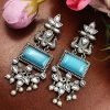 Peacock Earrings - Silver Replica Monalisa Stone Dangler Earring