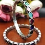 Silver Replica Oxidised Stone Bangles ( Chudiya ) For Girls