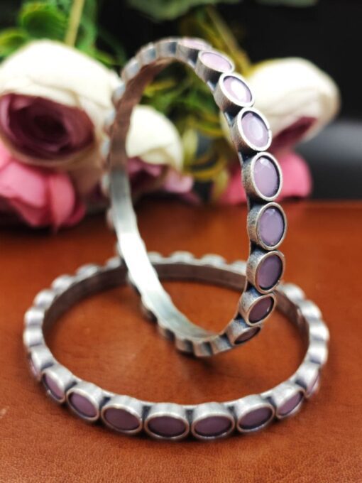 Silver-Replica-Oxidised-Stone-Bangles-Chudiya-For-Girls