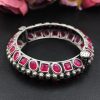 Silver-Look-Like-Stone-Work-Kada-Traditional-Openable-Bracelet